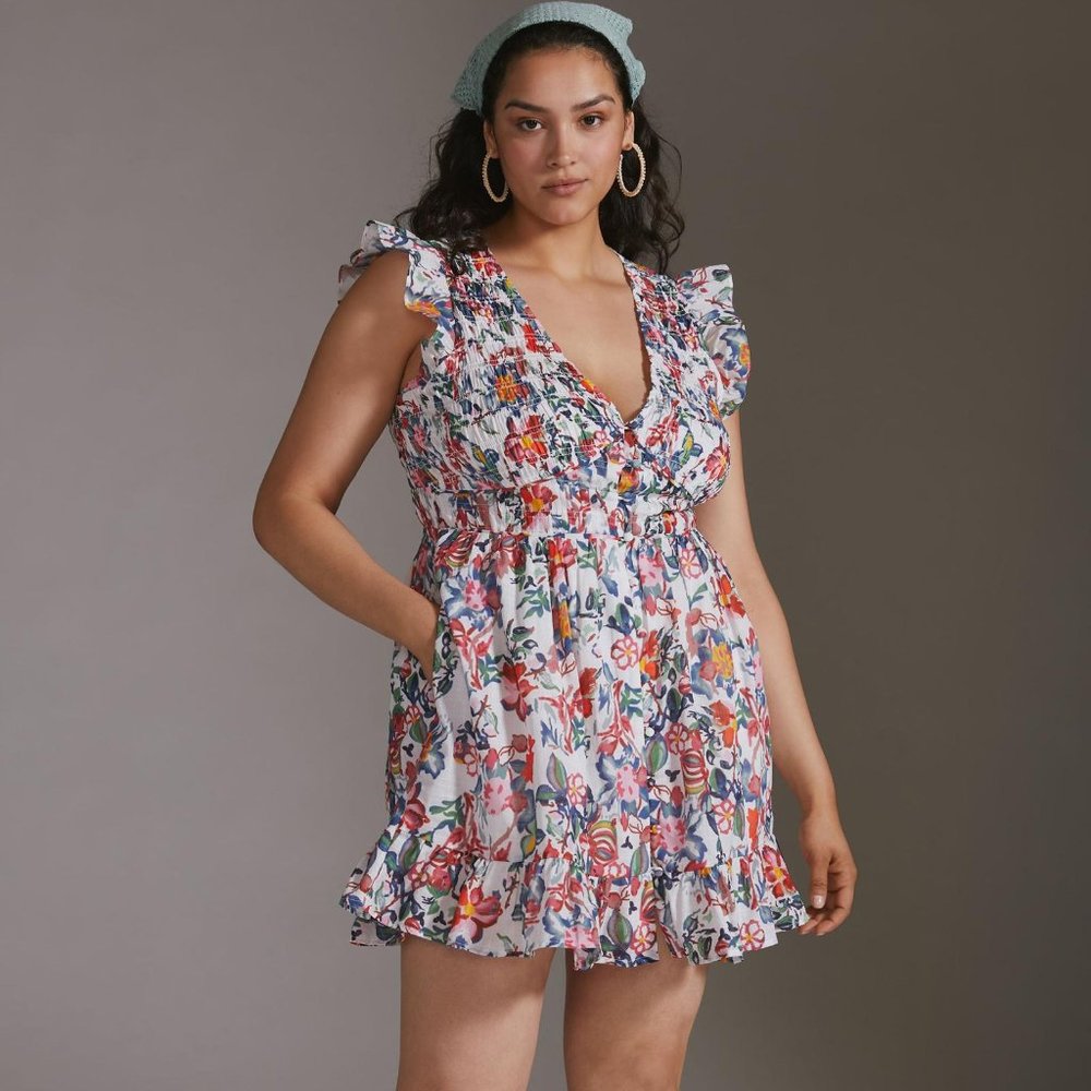 Anthropologie Peregrine Mini Floral Smocked Dress